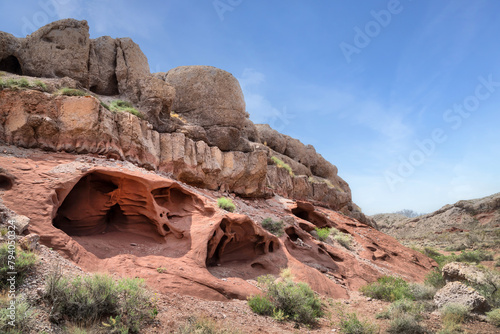 Geological  formations in Katutau mountains, Altyn-Emel National Park, Kazakhstan