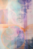 Layers of translucent rectangles and circles float weightlessly in a serene, dreamlike space,