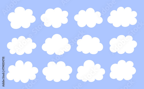 シンプルな手書きの雲のフレームセット photo