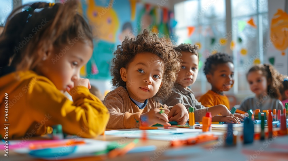 kids playing inside a classroom