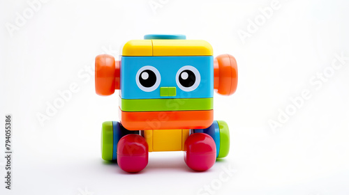 Isolated colorful toy against a stark white background