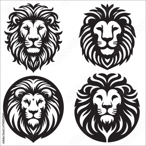 Lion head logo vector line art illustration