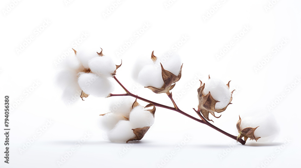 An isolated cotton flower on a background of pure white An isolated cotton flower on a background of pure white