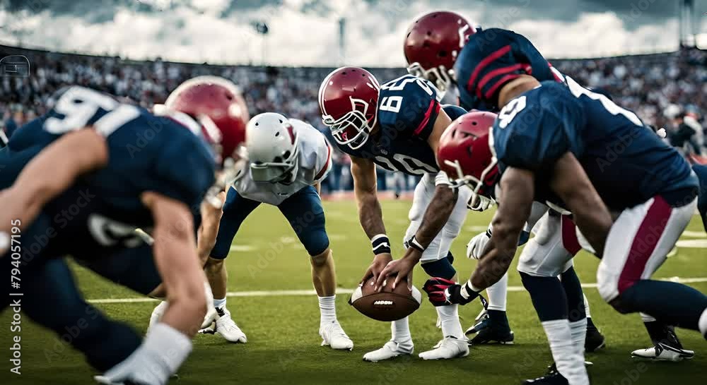 American football players in a game. American football players in a game.