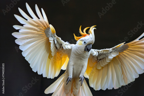 A cockatoo spreads its wings in a display of territorial dominance. photo