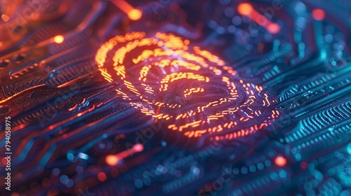 A close-up of a fingerprint overlaid on a Wi-Fi symbol, representing secure Wi-Fi connections in an abstract way, ideal for a data security software advertisement.  photo