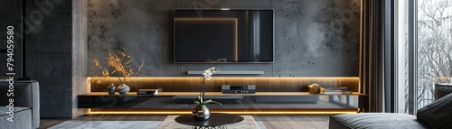 Modern living room backlight TV panel
