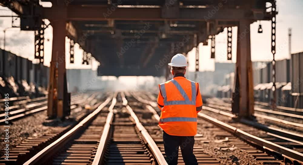 Engineer in the construction of a train track.