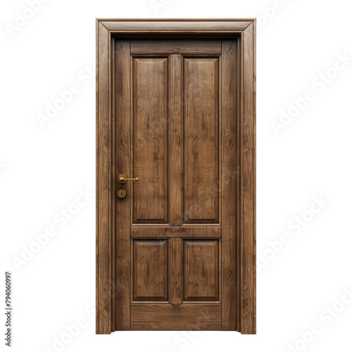 Brown wooden Door isolated on transparent background