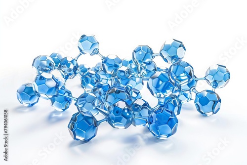futuristic blue molecule structure on white background 3d illustration