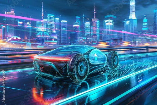 futuristic mobility and applications concept with hightech devices and holographic interfaces 3d illustration