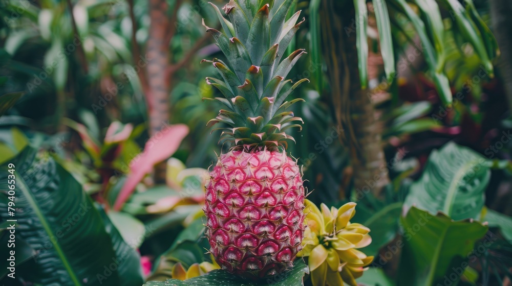 Pink pineapple is flourishing in the garden Pink pineapple is flourishing in the garden
