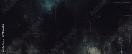 dark blue background texture with black vignette in old vintage grunge textured border design dark elegant teal color wall with light spotlight center