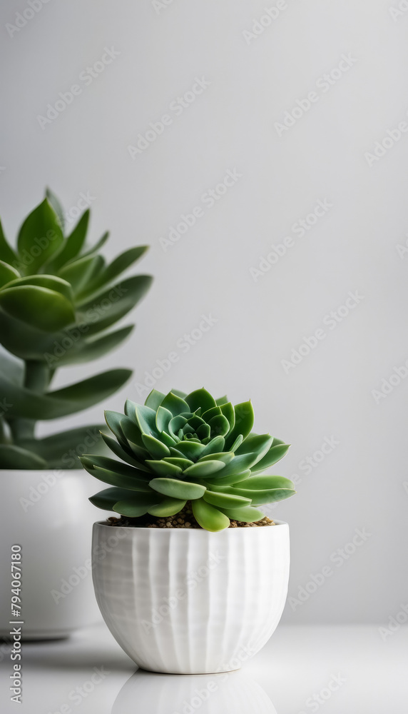 Succulent in White Pot on White Background Succulent in White Pot on White Background