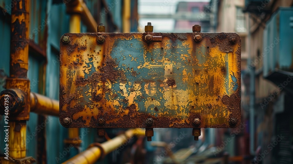 Distressed metal signage, wide view, retro fonts for a quirky vintage ...
