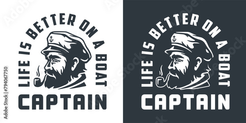Bearded captain wearing a sailor hat, with a nautical theme. The image captures the essence of sea endeavors and the wisdom of an experienced mariner
