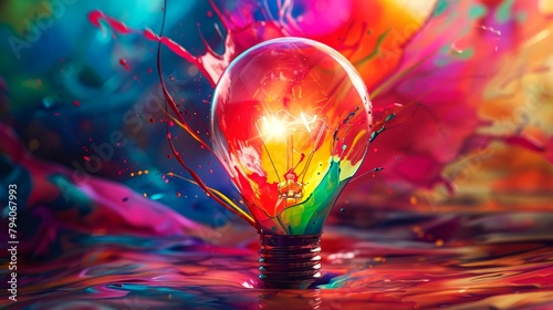 art illustration light bulb and splash paints