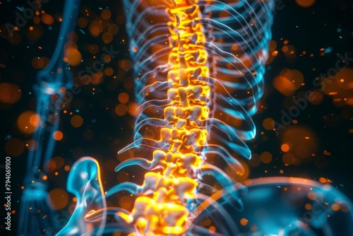 human spine anatomy with highlighted discs and nerves medical 3d illustration