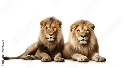 Lions alone against a crisp white background