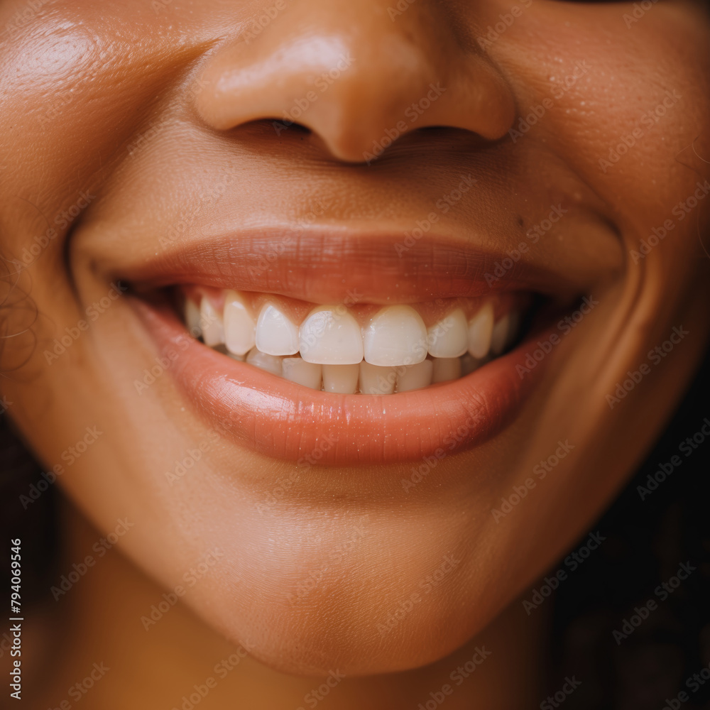 Fototapeta premium close up of a beautiful black woman's smiling face