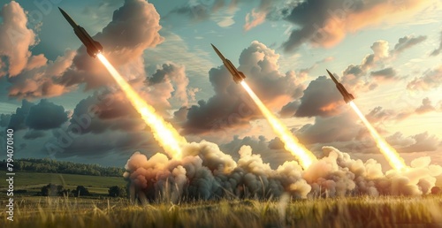 Missile attack - Intense Rocket Launching Operations - Artillery Barrage photo