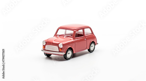tiny car alone against a backdrop of pure white
