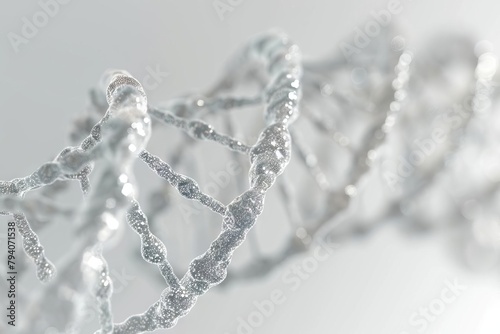 isolated dna genome structure on clean white background 3d rendering of biochemistry concept