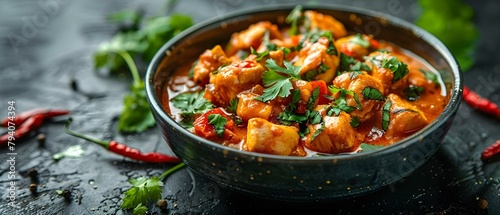 Indulge in a range of Indian delicacies such as Chicken Tikka Masala and Paneer. Concept Indian Cuisine, Chicken Tikka Masala, Paneer Dishes, Spice Infused Flavors, Culinary Delights photo