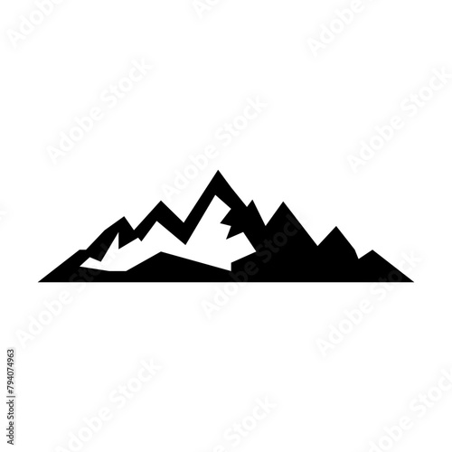 Mountain icon silhouette vector symbol of rock hills design element in a glyph pictogram illustration 