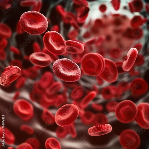 Red Blood Cells Traveling Through Vein