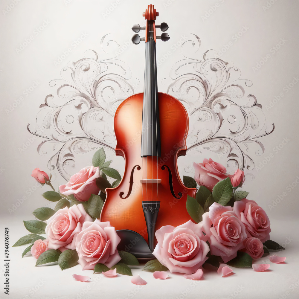 Fototapeta premium violin and rose