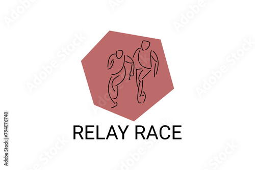 Relay race sport vector line icon. practice relay race. sport pictogram, vector illustration.

