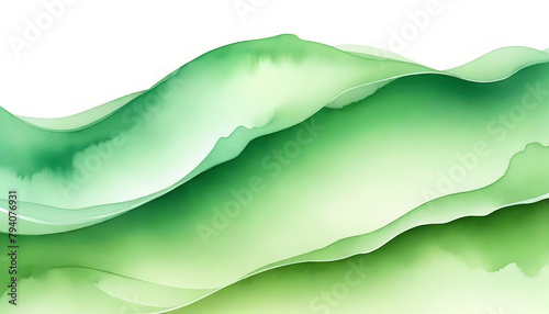 Abstract watercolor paint wave background with gradient light green color and liquid fluid grunge texture. Fresh grass wave for graphic resource background