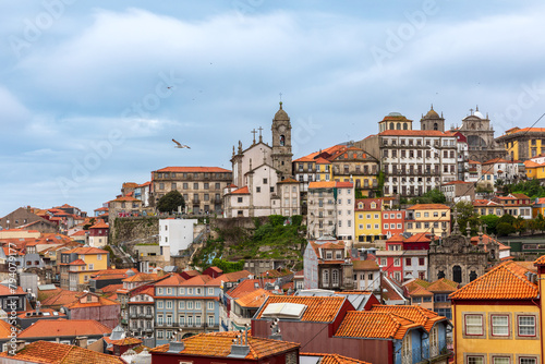 Porto, Portugal - 03142024: View of the old, historic, very picturesque district of Porto