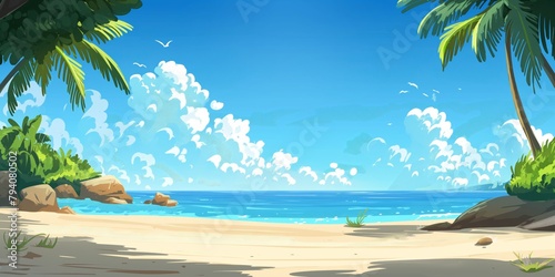 Illustration of summer beach cartoon background. © Pro Hi-Res