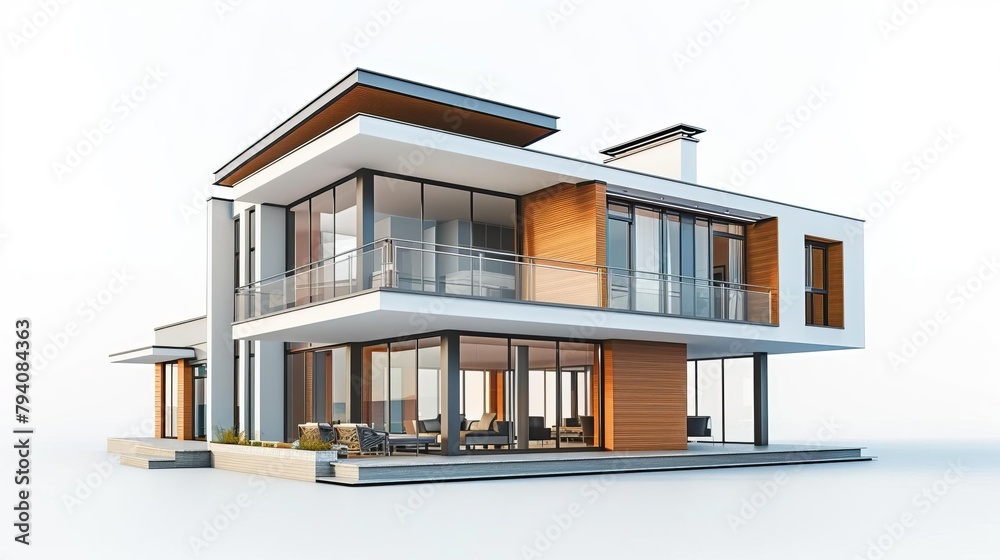 modern 3d house model isolated on white real estate concept illustration modern 3d house model isolated on white real estate concept illustration