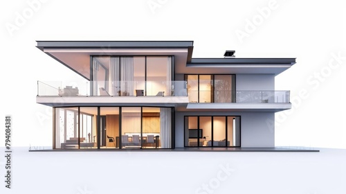 modern 3d house model isolated on white real estate concept illustration