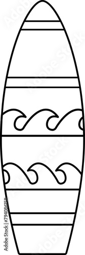 surfboard outline vector.   
surfboard black line svg.   
surfboard coloring page.   