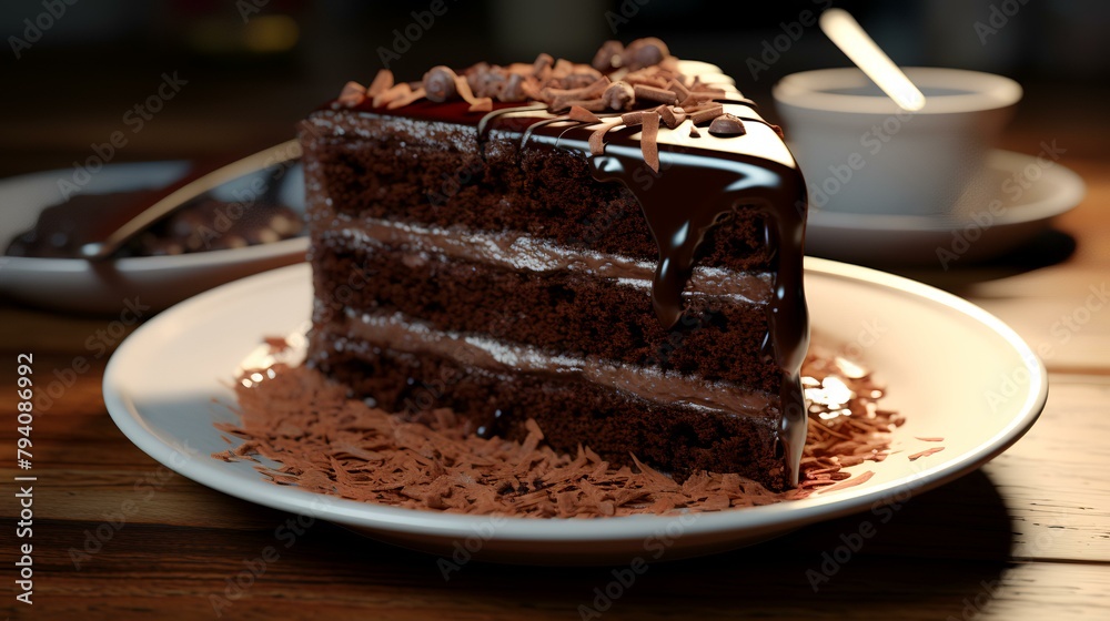 Chocolate cake with cream on a wooden table. Selective focus. Chocolate cake with cream on a wooden table. Selective focus.
