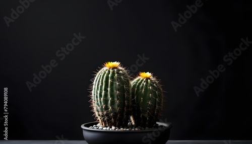 Green cactus in a minimalist background