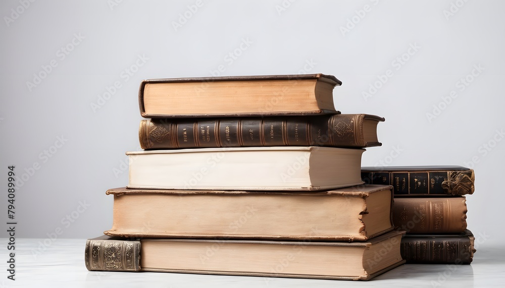 Stack of old books in a white background Stack of old books in a white background