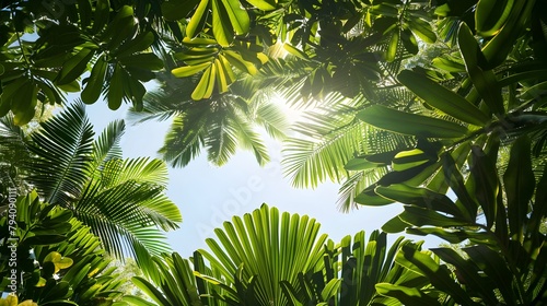 Summer Serenity  Vivid Tropical Canopy Basking in Dappled Sunlight