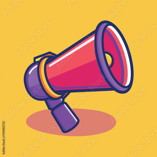 Megaphone icon cartoon style vector illustration announcement concept design