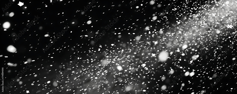 Obraz premium White Snow Falling down with a Black Background