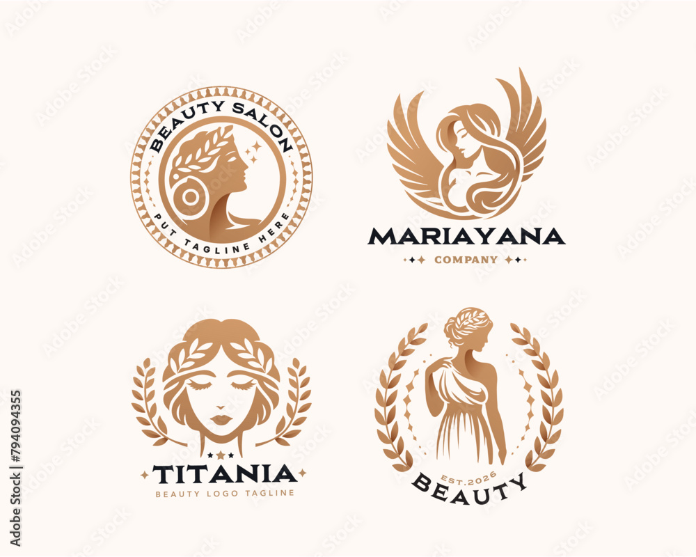 Vector elegant beauty woman salon logo design for company Vector elegant beauty woman salon logo design for company