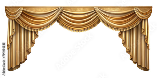 curtain of a theater or a opera opening on a transparent background, Stage Curtain Border Concept, mockup
