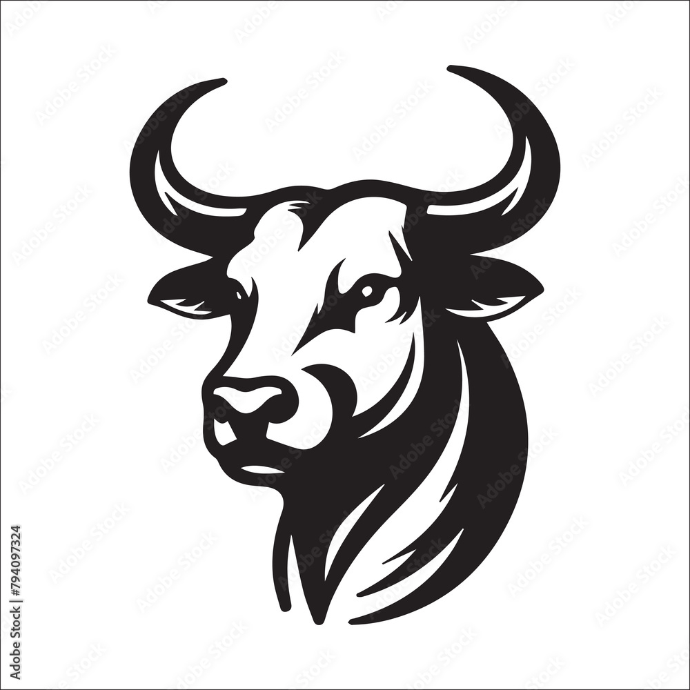 Bull and buffalo head cow animal mascot illustration