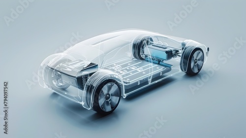Industry-leading Electric Car Reveals Advanced Battery System in Crisp Isometric 3D Design