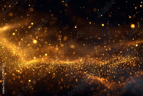 Abstract Golden Particles. Holiday & Christmas Background