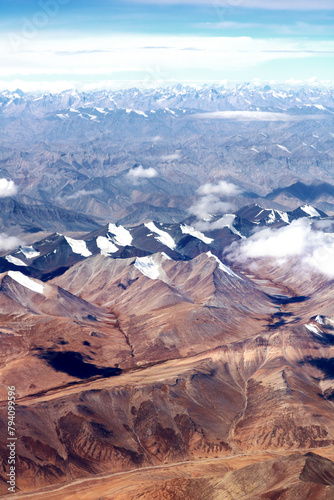 Top view of Himalayan Mountains in the state of Ladakh, India.